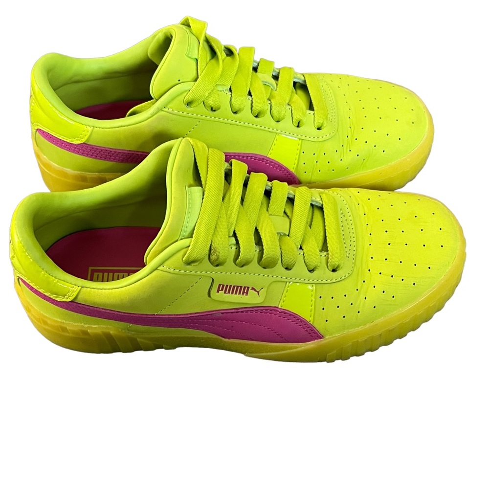Puma Cali 90'S Perforated  Womens Sneakers Shoes Casual Green neon 8.5